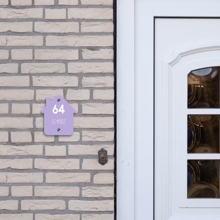 Effen - Lila - Modern Naambord Huisje klein -sfeer1