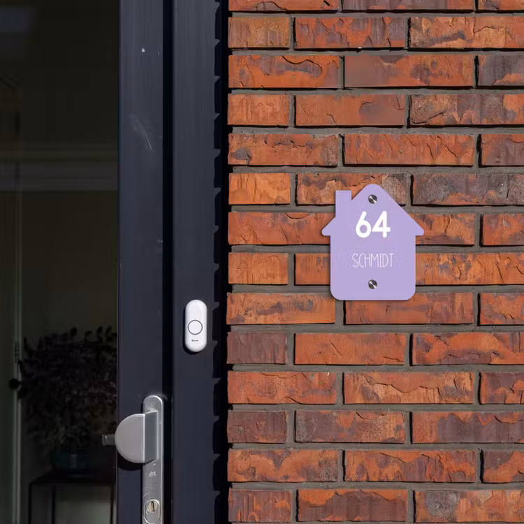 Effen - Lila - Modern Naambord Huisje klein -sfeer2