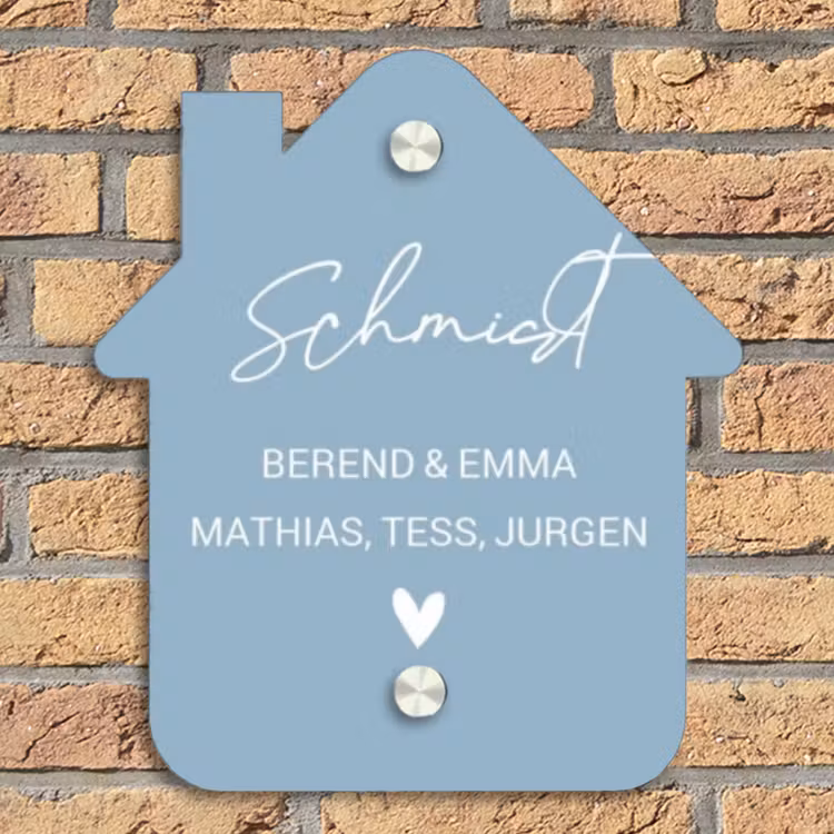 Effen - Lichtblauw - Sierlijk Naambord Huisje klein -sfeer5