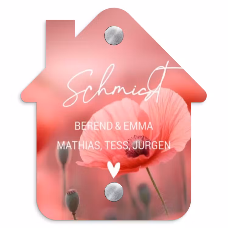 Klaproos - Sierlijk Naambord Huisje klein -3d