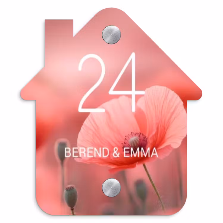 Klaproos - Klassiek Naambord Huisje klein -3d