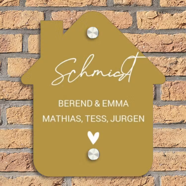 Okergeel - Sierlijk Naambord Huisje klein -sfeer5