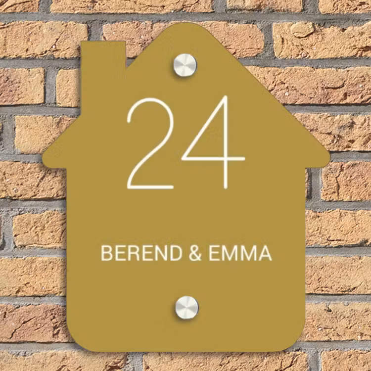 Okergeel - Klassiek Naambord Huisje klein -sfeer5