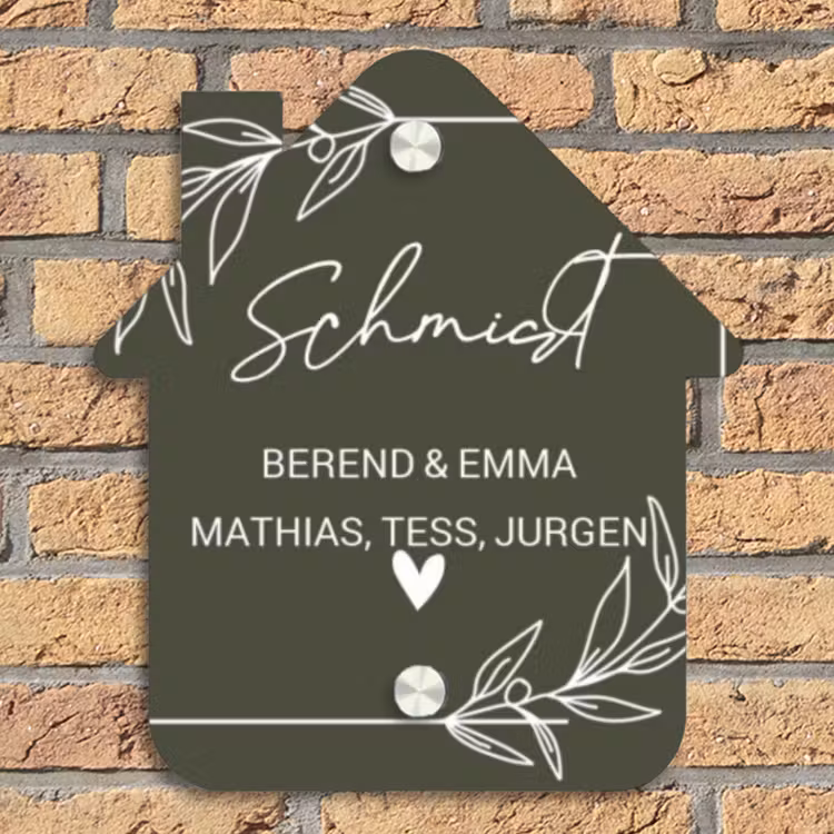 Olijfgroen - Sierlijk Naambord Huisje klein -sfeer5