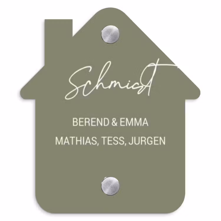 Olijfgroen - Sierlijk Naambord Huisje klein -3d