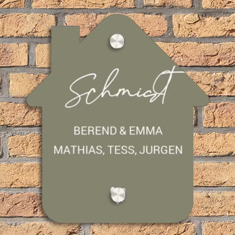 Olijfgroen - Sierlijk Naambord Huisje klein -sfeer5