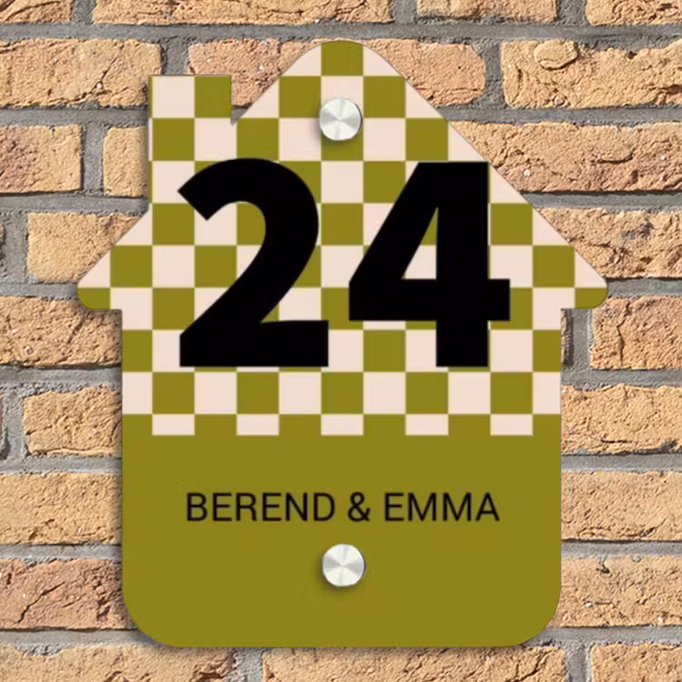 Olijfgroen - Blokjes - Klassiek Naambord Huisje klein -sfeer5