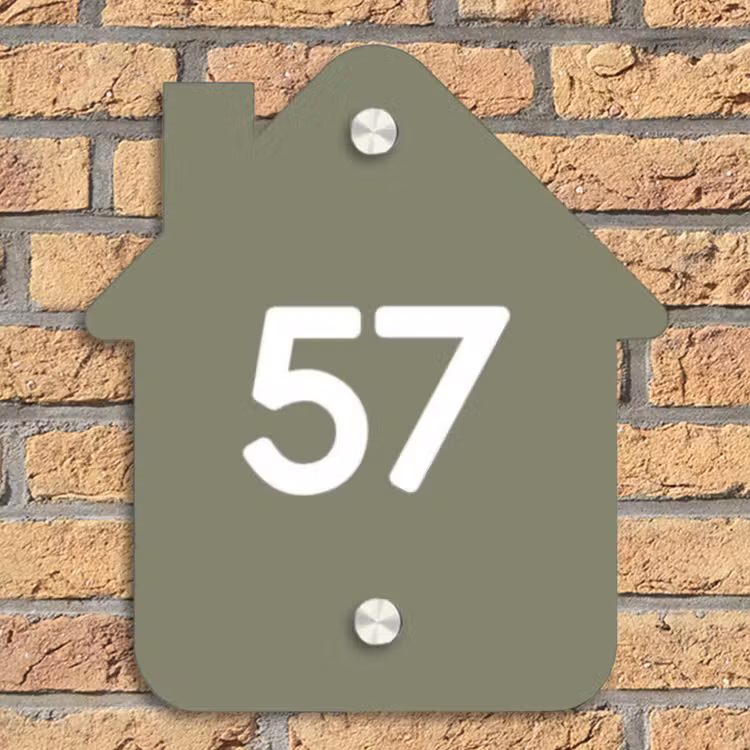 Olijfgroen - Traditioneel Naambord Huisje klein -sfeer5