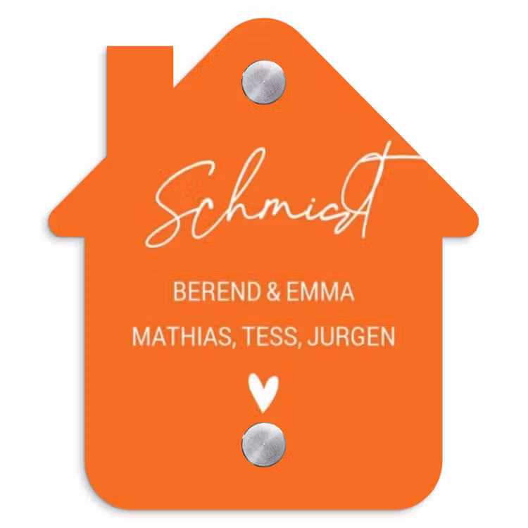 Oranje - Sierlijk Naambord Huisje klein -3d