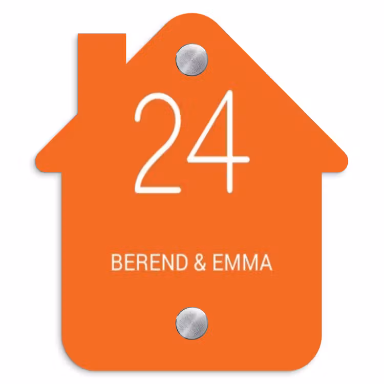 Oranje - Klassiek Naambord Huisje klein -3d