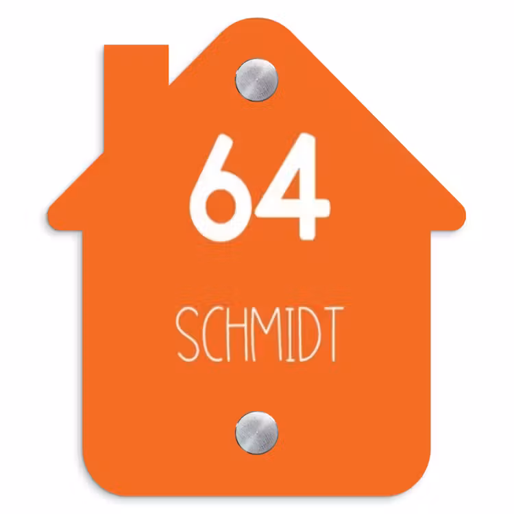 Oranje - Modern Naambord Huisje klein -3d