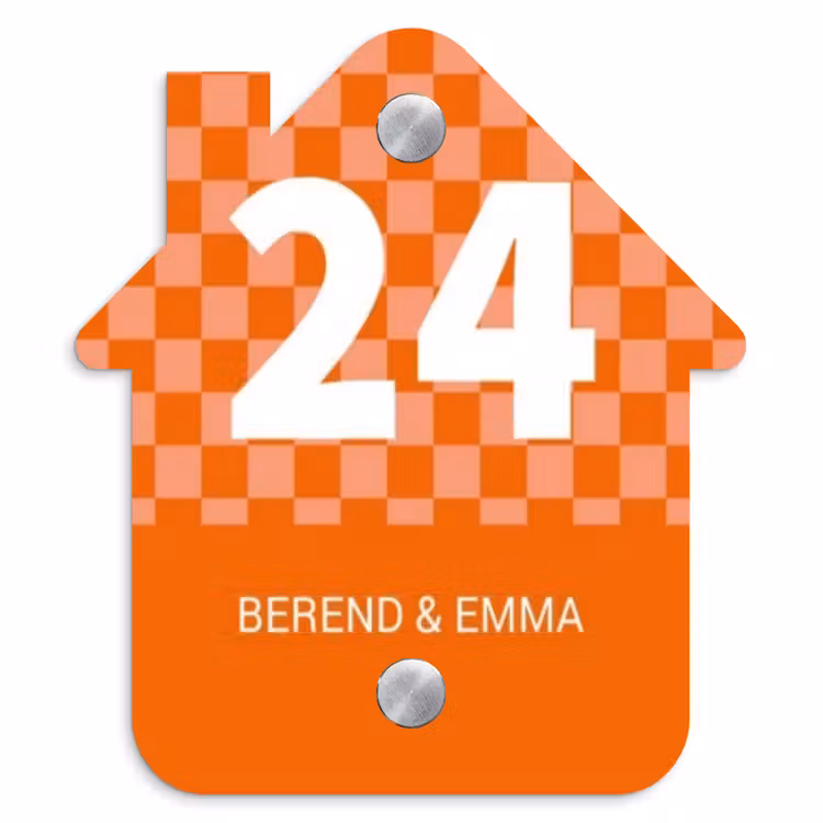 Oranje - Blokjes - Klassiek Naambord Huisje klein -3d