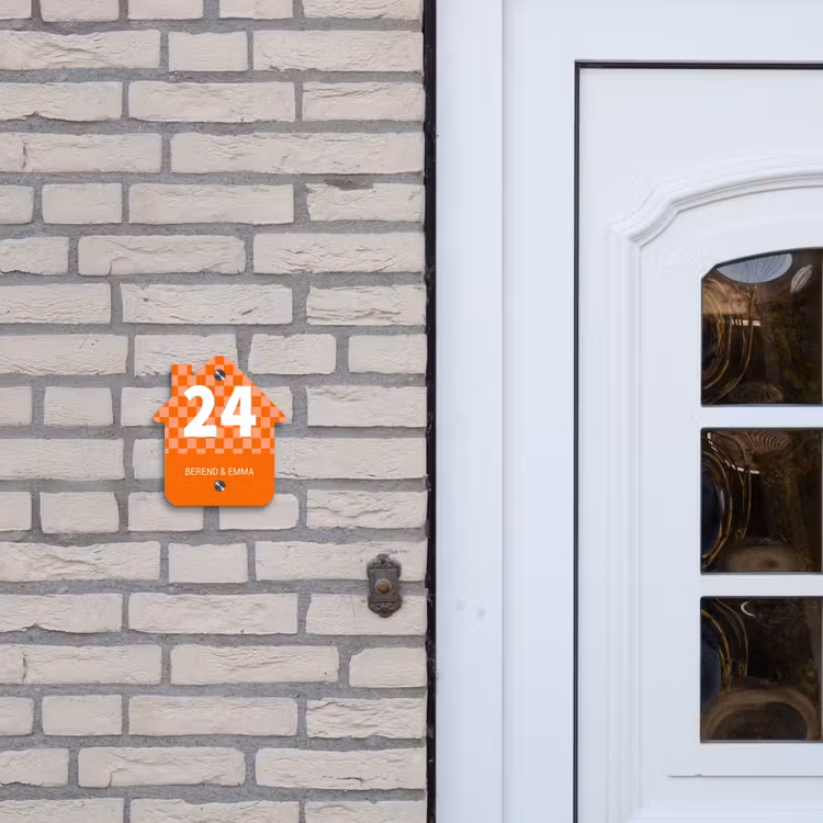 Oranje - Blokjes - Klassiek Naambord Huisje klein -sfeer1