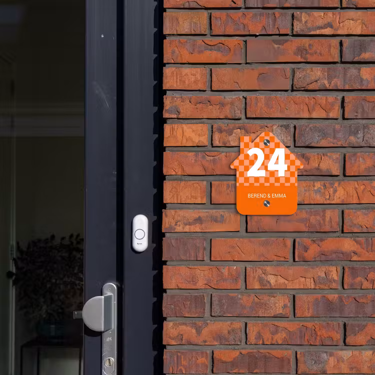 Oranje - Blokjes - Klassiek Naambord Huisje klein -sfeer2