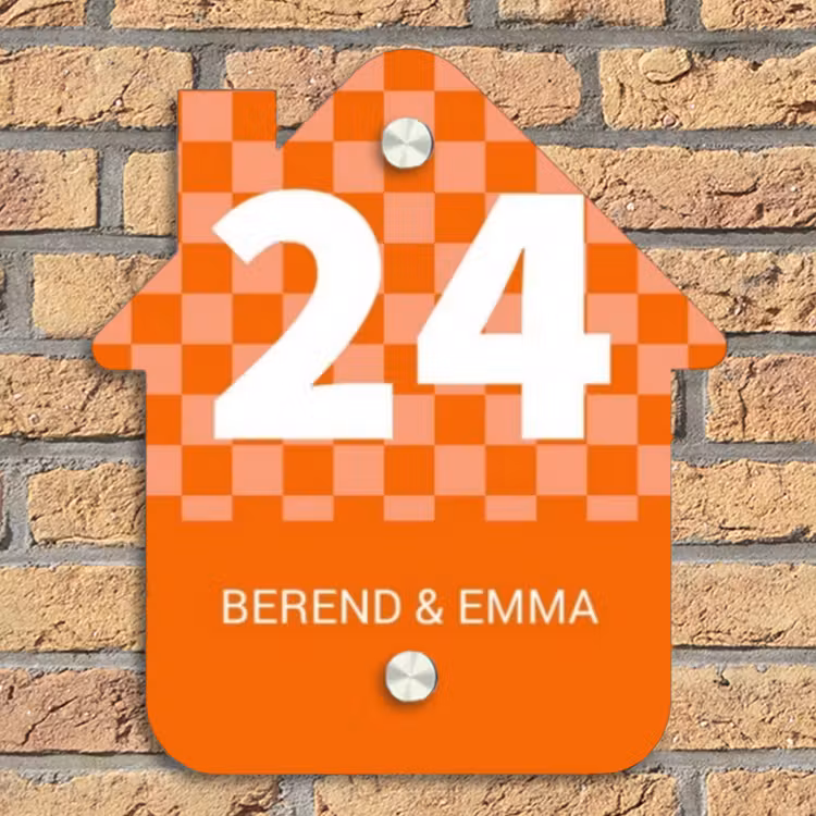 Oranje - Blokjes - Klassiek Naambord Huisje klein -sfeer5