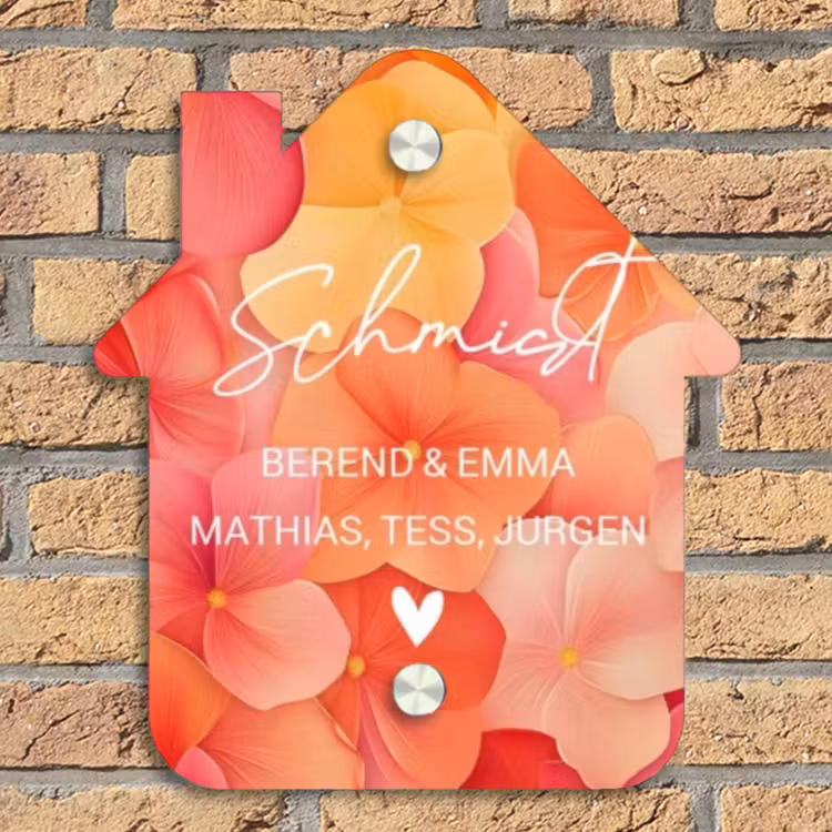 Oranje bloemenmix - Sierlijk Naambord Huisje klein -sfeer5
