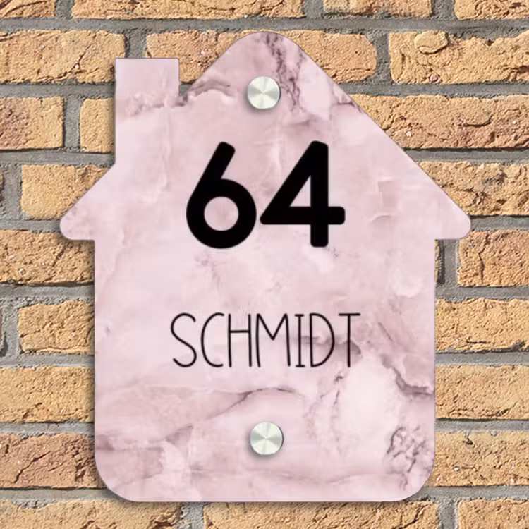 Roze marmer - Modern Naambord Huisje klein -sfeer5
