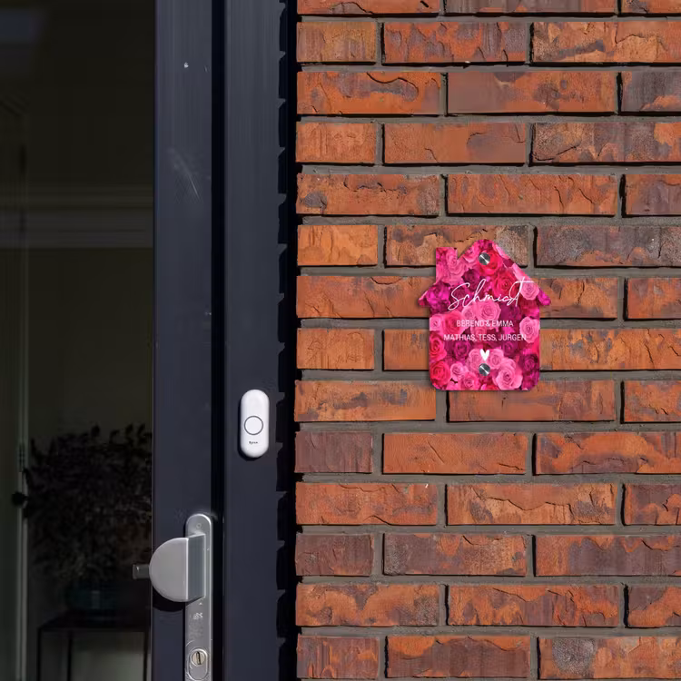 Roze rozen - Sierlijk Naambord Huisje klein -sfeer2