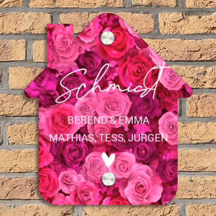 Roze rozen - Sierlijk Naambord Huisje klein -sfeer5