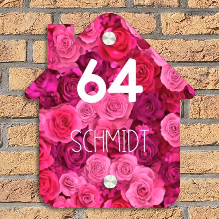 Roze rozen - Modern Naambord Huisje klein -sfeer5