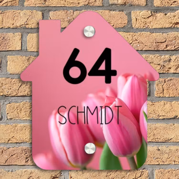 Roze tulpen - Modern Naambord Huisje klein -sfeer5