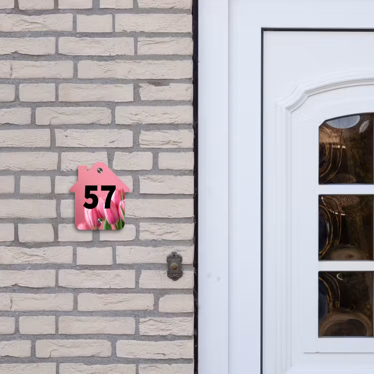 Roze tulpen - Traditioneel Naambord Huisje klein -sfeer1