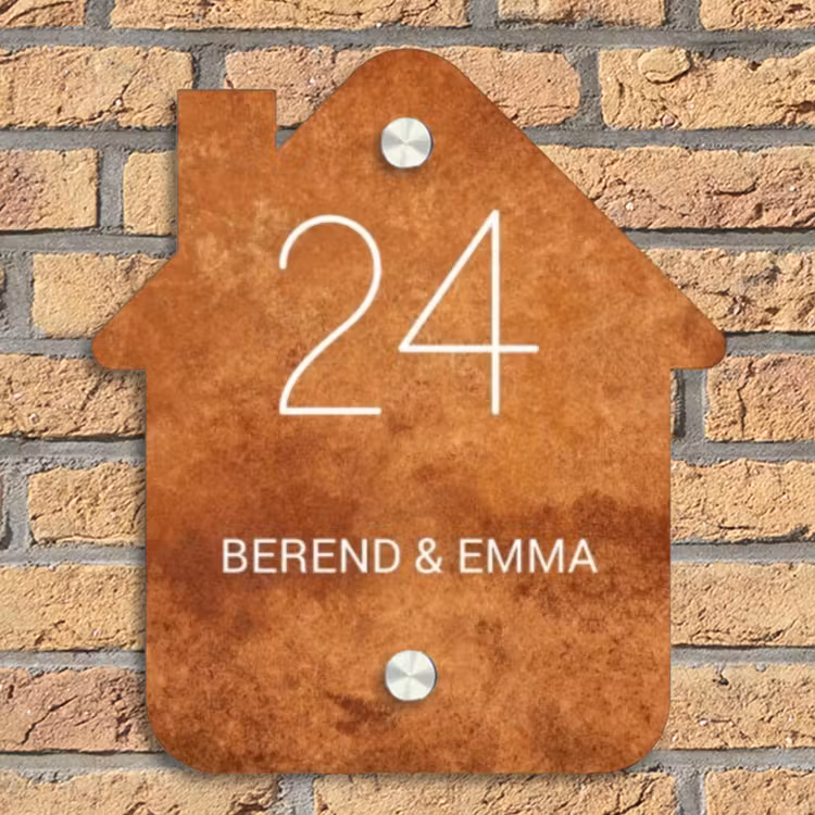 Roest - Klassiek Naambord Huisje klein -sfeer5