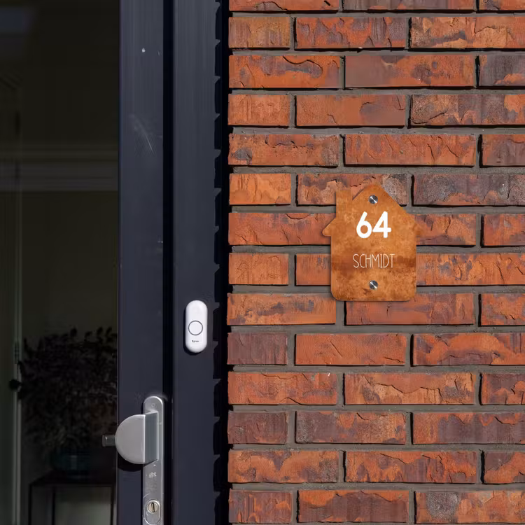 Roest - Modern Naambord Huisje klein -sfeer2