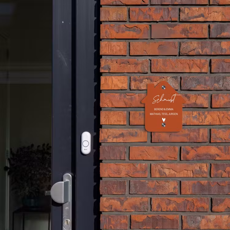 Roestbruin - Sierlijk Naambord Huisje klein -sfeer2