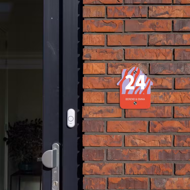 Rood - Paars - Zebra - Klassiek Naambord Huisje klein -sfeer2