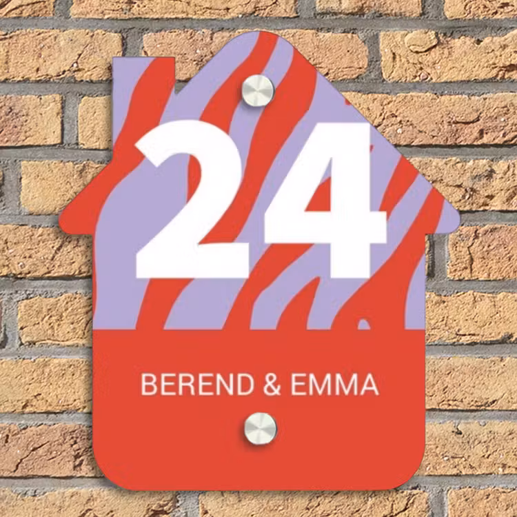 Rood - Paars - Zebra - Klassiek Naambord Huisje klein -sfeer5
