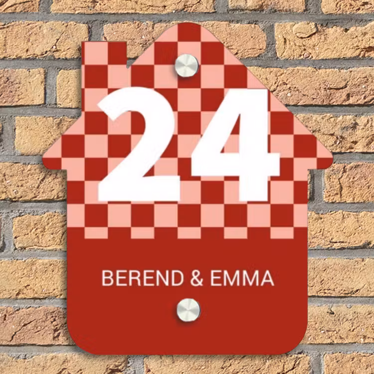 Rood - Blokjes - Klassiek Naambord Huisje klein -sfeer5