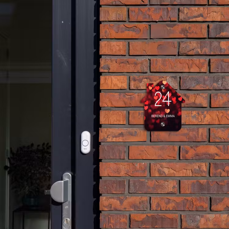 Rode hartjes - Klassiek Naambord Huisje klein -sfeer2