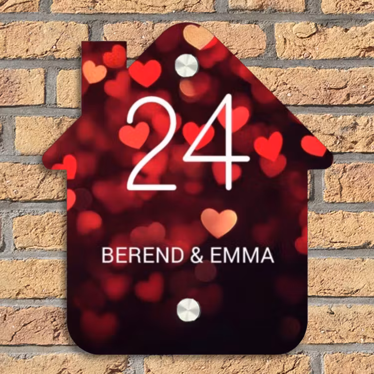 Rode hartjes - Klassiek Naambord Huisje klein -sfeer5