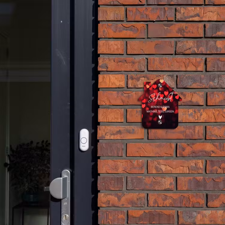 Rode hartjes - Sierlijk Naambord Huisje klein -sfeer2
