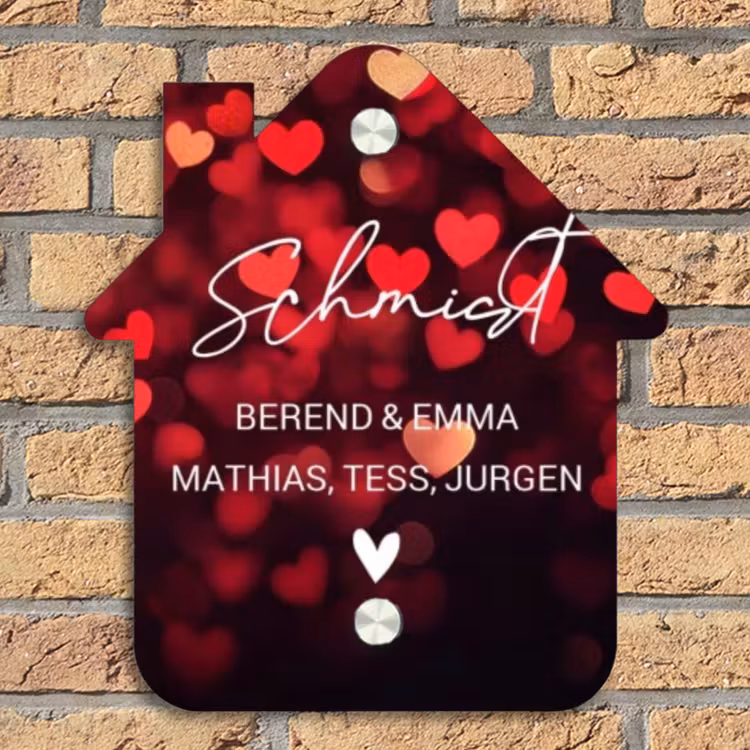 Rode hartjes - Sierlijk Naambord Huisje klein -sfeer5