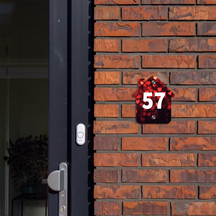 Rode hartjes - Traditioneel Naambord Huisje klein -sfeer2