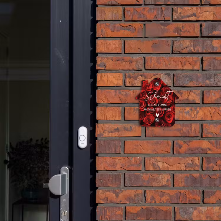 Rode rozen - Sierlijk Naambord Huisje klein -sfeer2