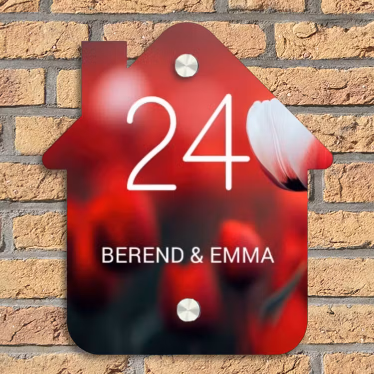 Rode tulpen - Klassiek Naambord Huisje klein -sfeer5