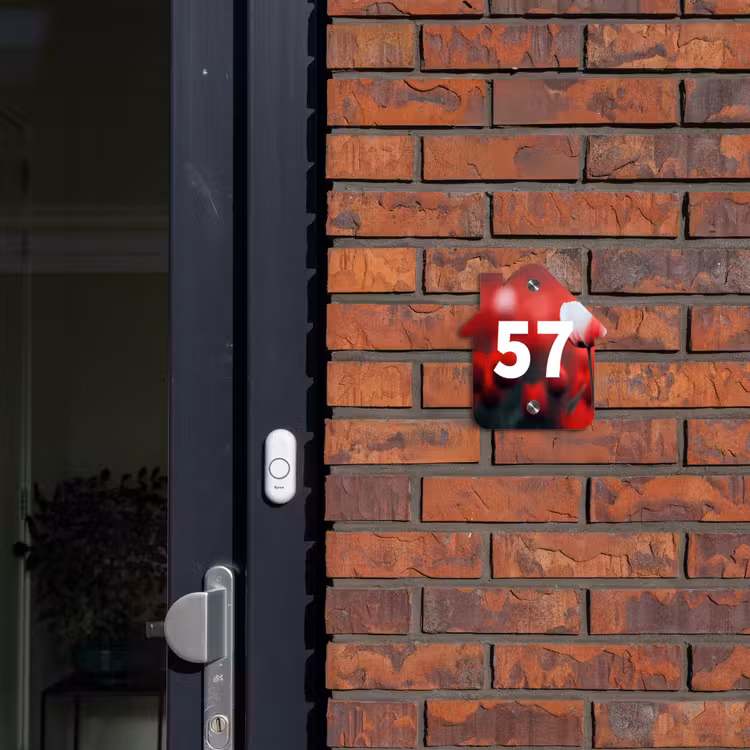 Rode tulpen - Traditioneel Naambord Huisje klein -sfeer2