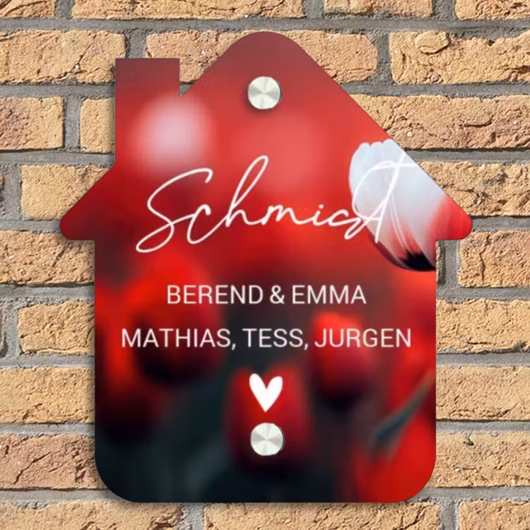 Rode tulpen - Sierlijk Naambord Huisje klein -sfeer5