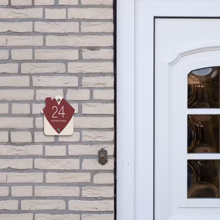 Rood hart - Klassiek Naambord Huisje klein -sfeer1