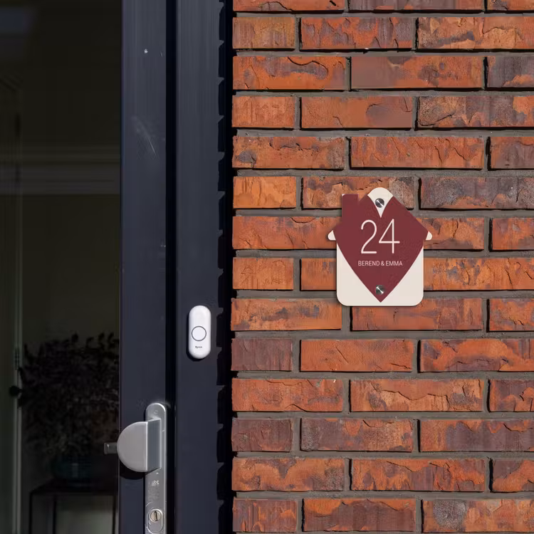 Rood hart - Klassiek Naambord Huisje klein -sfeer2