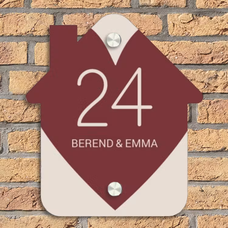 Rood hart - Klassiek Naambord Huisje klein -sfeer5