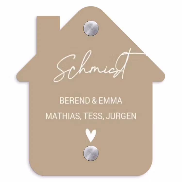 Zandkleur - Sierlijk Naambord Huisje klein -3d