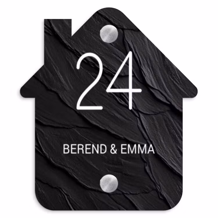 Leisteen - Klassiek Naambord Huisje klein -3d