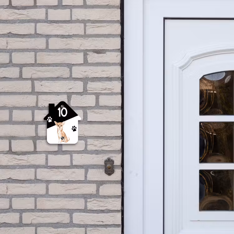 Zwart wit - Huisdier - Chihuahua Naambord Huisje klein -sfeer1