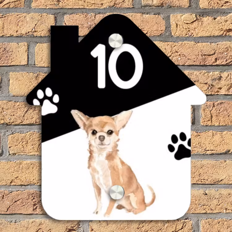 Zwart wit - Huisdier - Chihuahua Naambord Huisje klein -sfeer5