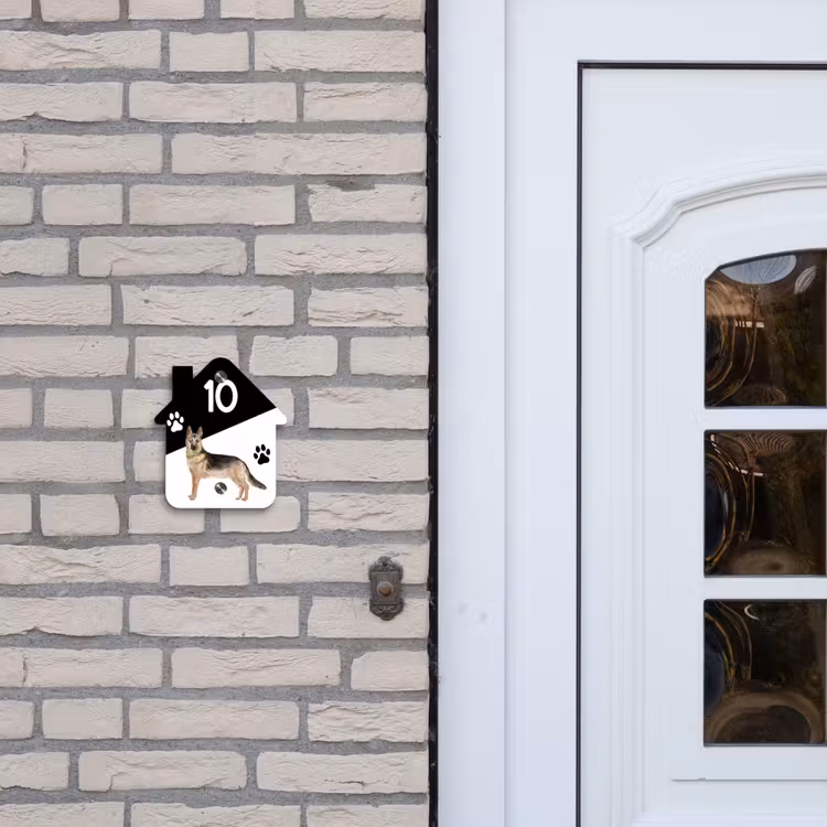 Zwart wit - Huisdier - Duitse herder Naambord Huisje klein -sfeer1