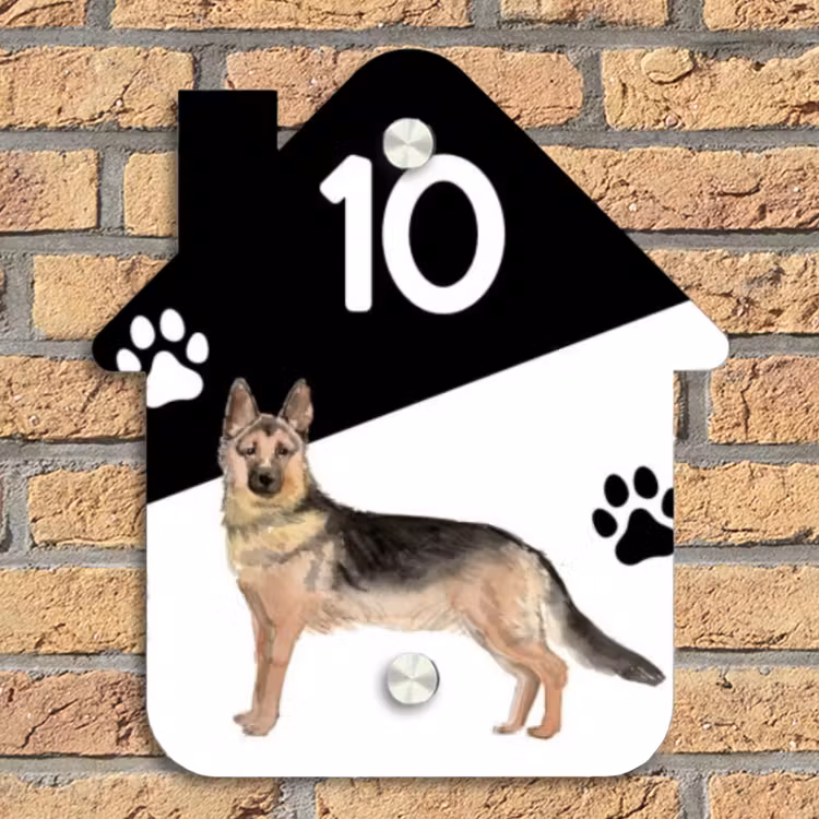 Zwart wit - Huisdier - Duitse herder Naambord Huisje klein -sfeer5